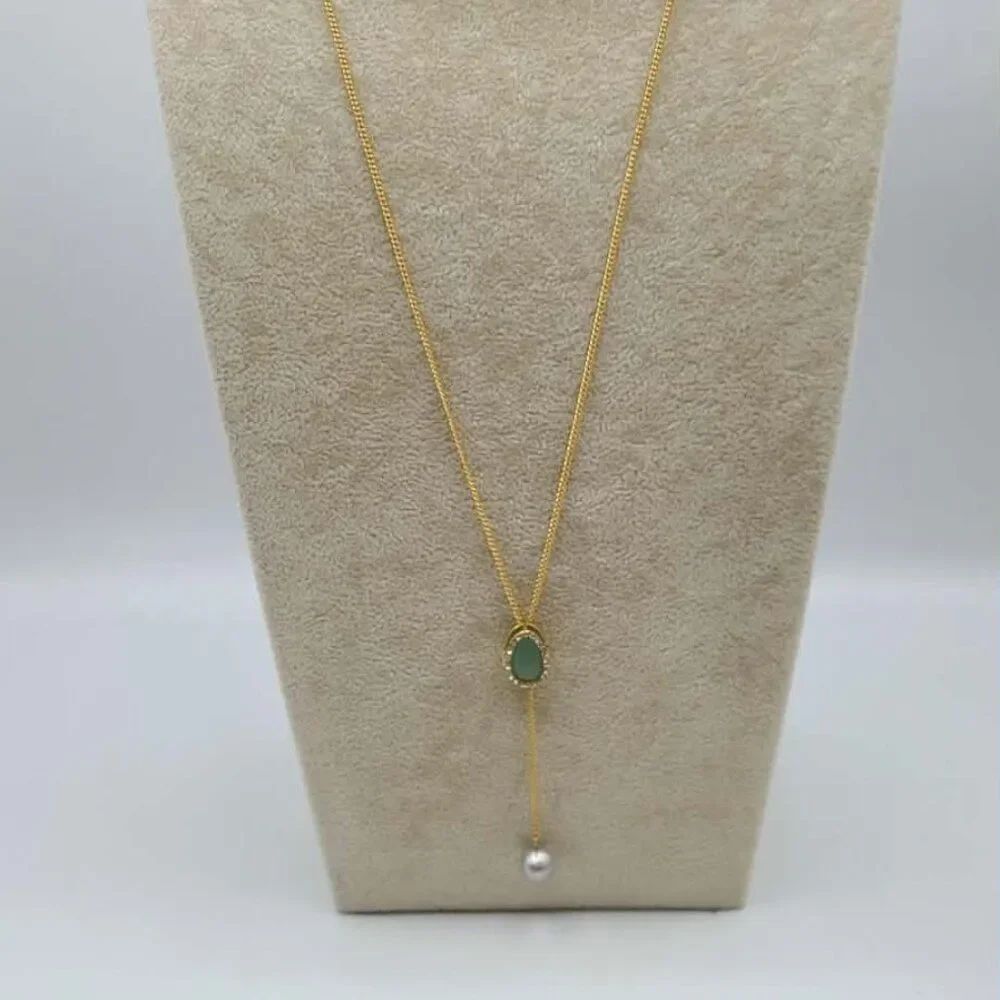 J Crew Factory Semi Precious Stone & Freshwater Pearl Delicate Necklace NWT!